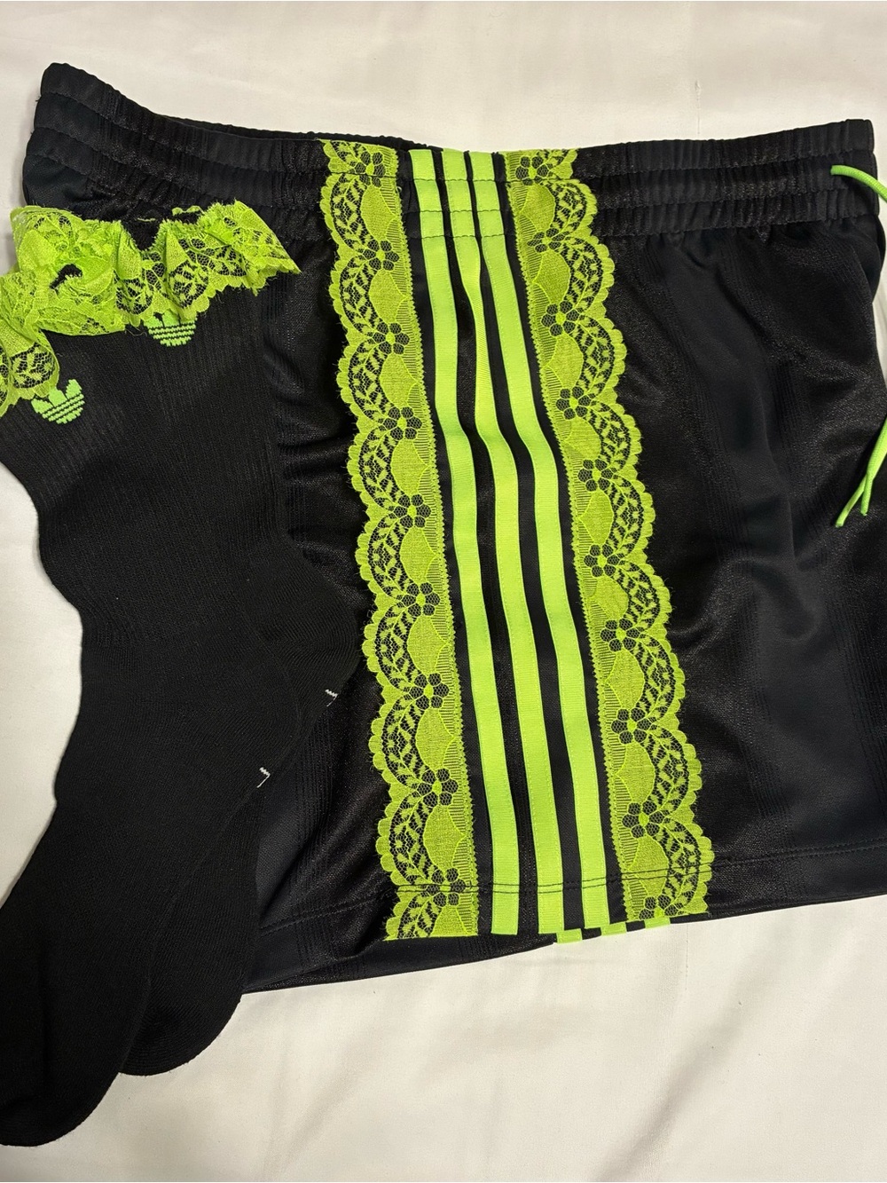 Adidas Black Lace-Trim Shorts - Picture 5 of 8